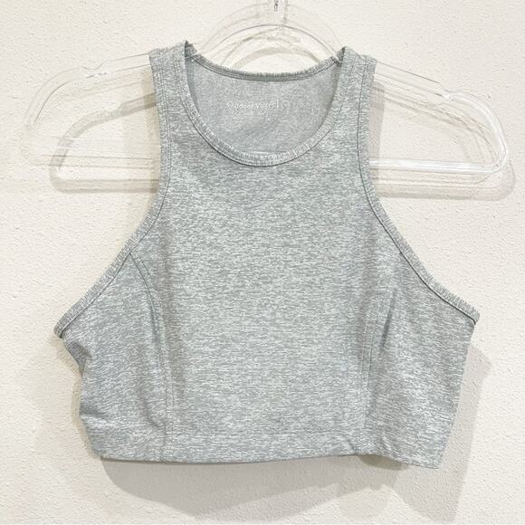 Outdoor Voices Athena Heathered Gray Racerback Sports Bra Crop Top - Large - Picture 1 of 9